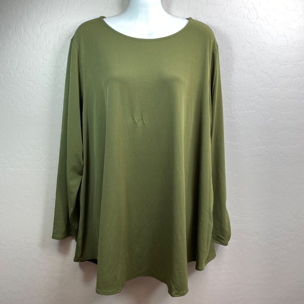 Alfani Womens Olive Green Long-Sleeve Tunic Top Size 2X